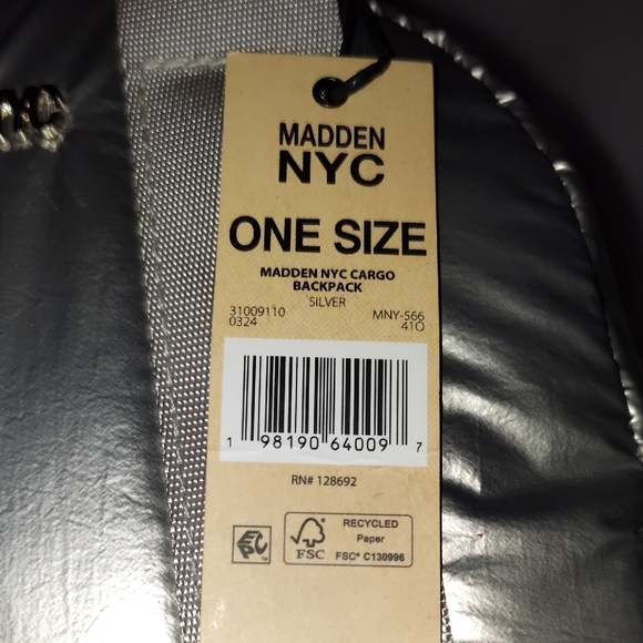 Steve Madden Silver Backpack.  Front and side pockets. - Picture 4 of 9
